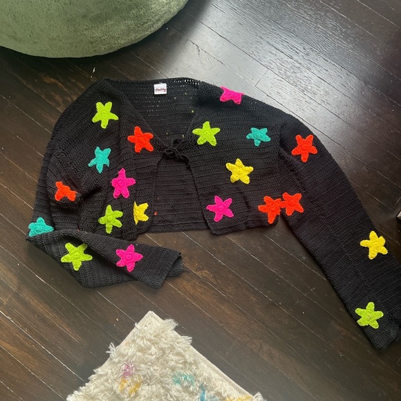 Shop fluffy hand knitted cardigan - Picture 1 of 2